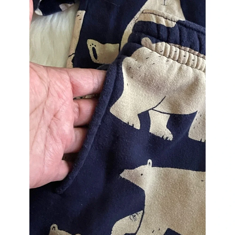 Gap Baby Boy's Navy Blue Cream Polar Bear Long Sleeve Top & Jogger Set Size 6